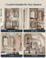 SONGMICS HOME Closet Insert Organizer, 4-6 Ft, with 4 Hanging Rods, 4 Shelves, Cloud White