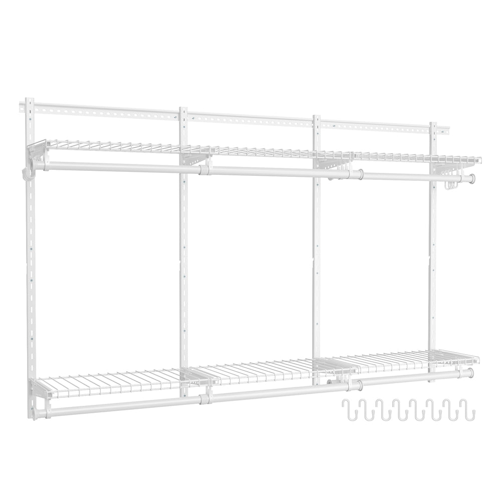 SONGMICS HOME Closet Insert Organizer, 4-8 Ft, with 6 Hanging Rods, 6 Shelves, Cloud White