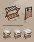 SONGMICS Solid Wood Luggage Racks, Set of 2, No Assembly Required, Foldable Suitcase Stand – Coffee Brown
