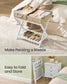 SONGMICS Solid Wood Luggage Racks, Set of 2, No Assembly Required, Foldable Suitcase Stand – Cloud White