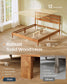 SONGMICS HOME Queen Bed Frame with Headboard, LED Lights, Charging, Storage, Caramel Brown