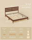 SONGMICS HOME Queen Bed Frame with Headboard, LED Lights, Charging Station, Storage Shelf, Coffee Brown