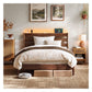 SONGMICS HOME Full Bed Frame, Coffee Brown, LED Headboard, Storage Shelf, Charging Station, 1100 Lbs