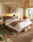 SONGMICS HOME King Bed Frame with Headboard, LED Lights, Charging Station, Storage Shelf, Coffee Brown