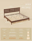 SONGMICS HOME King Bed Frame with Headboard, LED Lights, Charging Station, Storage Shelf, Coffee Brown