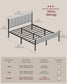 VASAGLE Queen Bed Frame, Dove Gray, Upholstered Headboard, Sturdy Steel, No Box Spring Needed