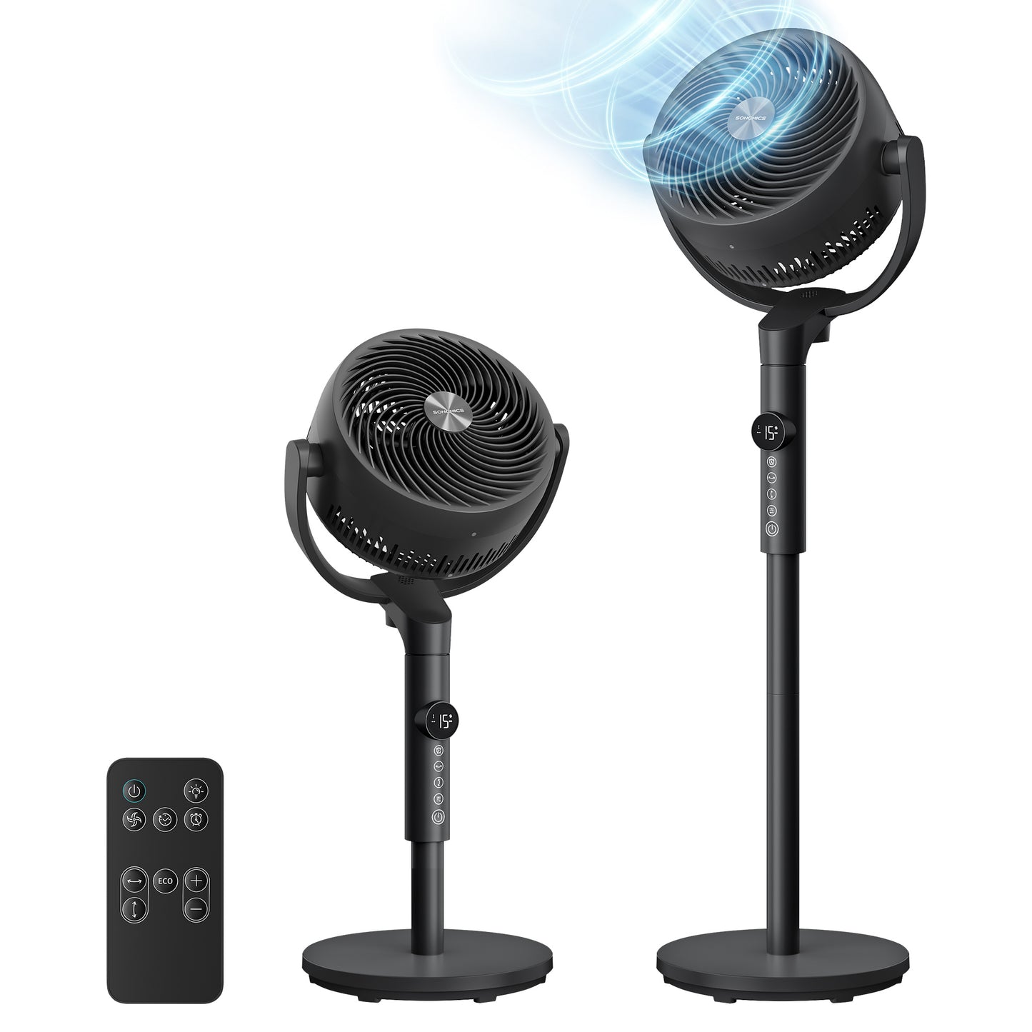 SONGMICS Standing Fan for Bedroom, 20 Db Quiet Pedestal Fan with Remote，Cooling Air Circulator – Black·