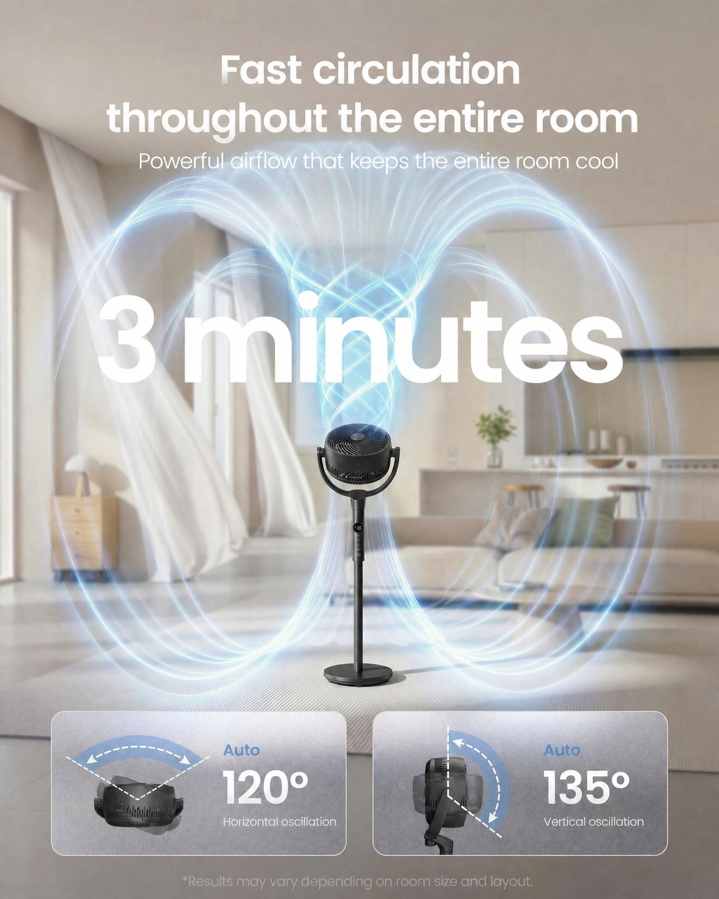 SONGMICS Standing Fan for Bedroom, 20 Db Quiet Pedestal Fan with Remote，Cooling Air Circulator – Black·