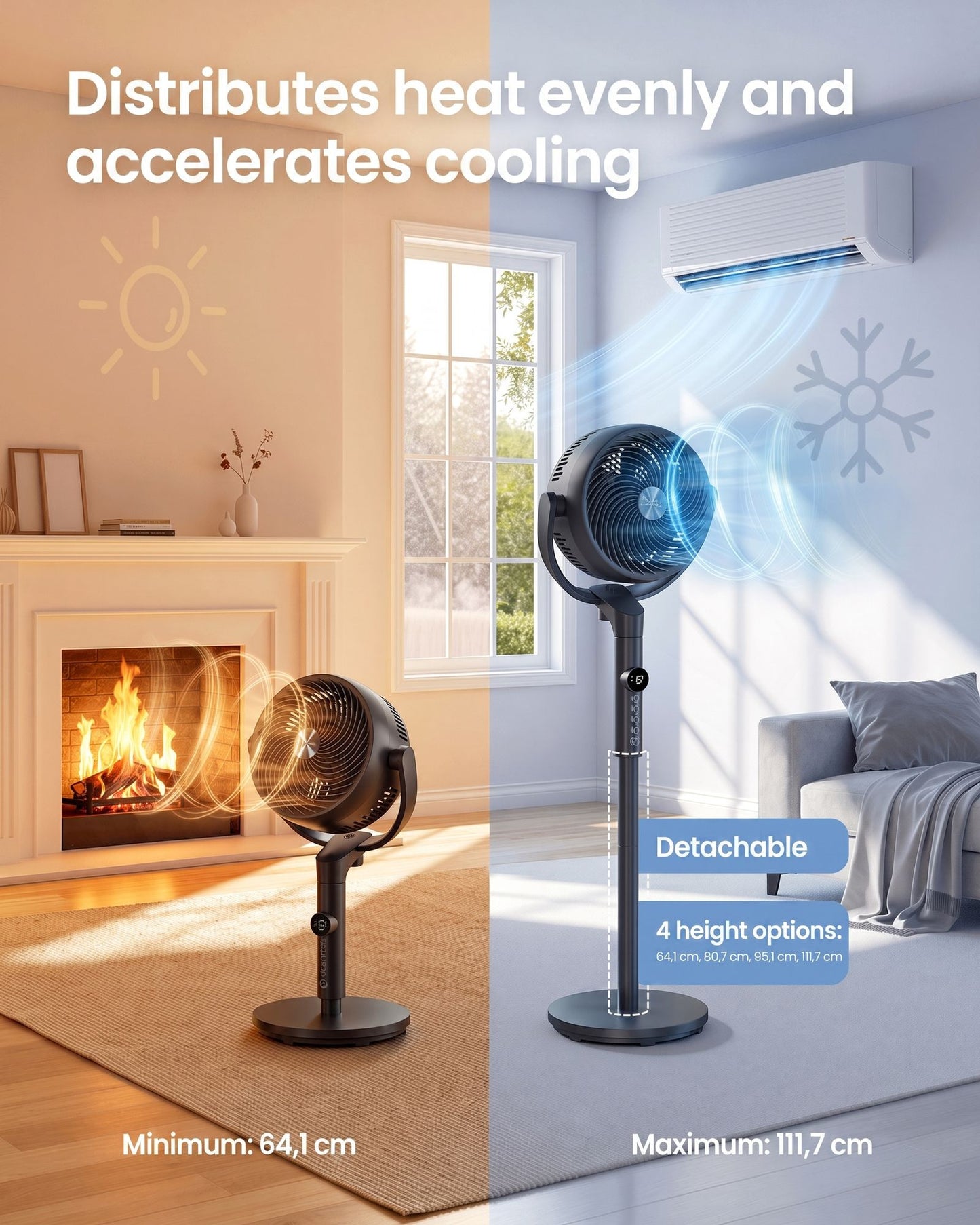 SONGMICS Standing Fan for Bedroom, 20 Db Quiet Pedestal Fan with Remote，Cooling Air Circulator – Black·