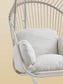 SONGMICS HOME Sencillo Outdoor Steel Egg Chair, Bone Color – White