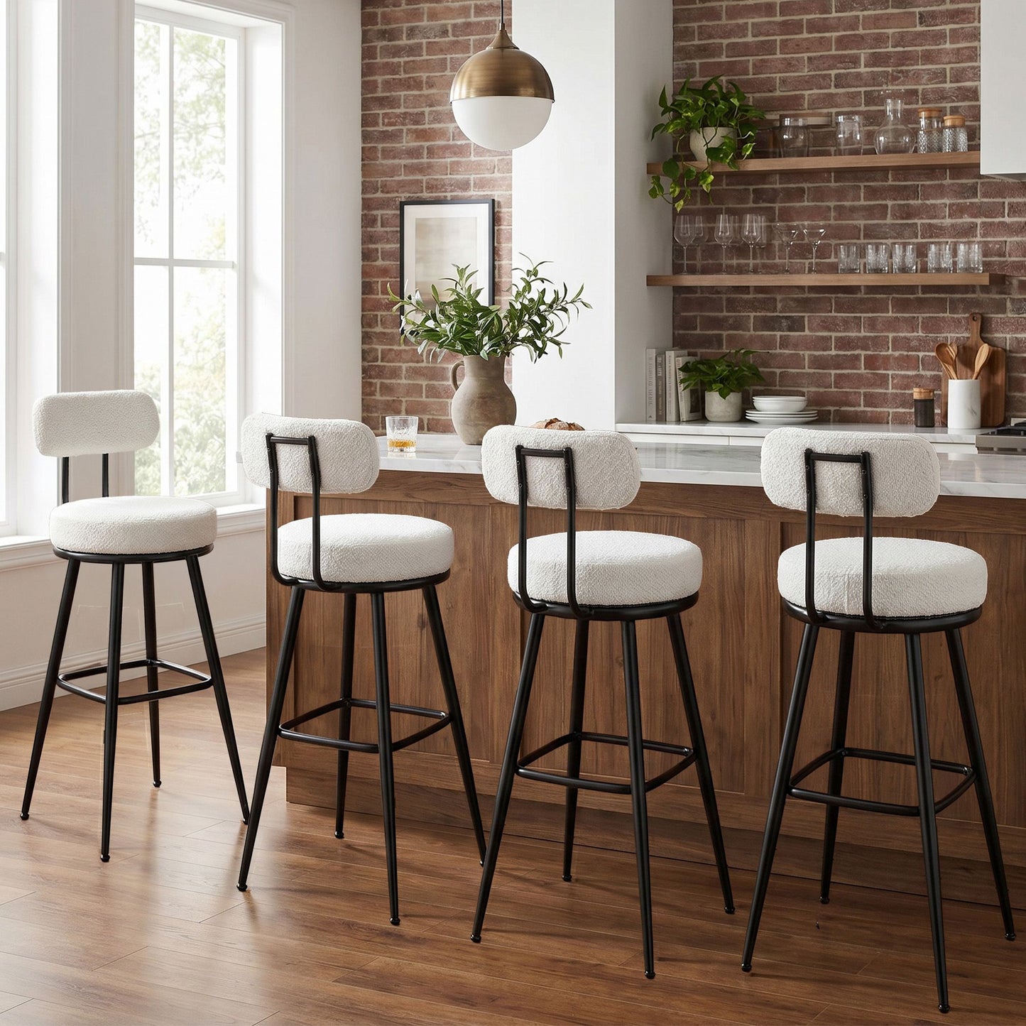 VASAGLE 360° Swivel Bar Stools Set of 4 – Cloud White