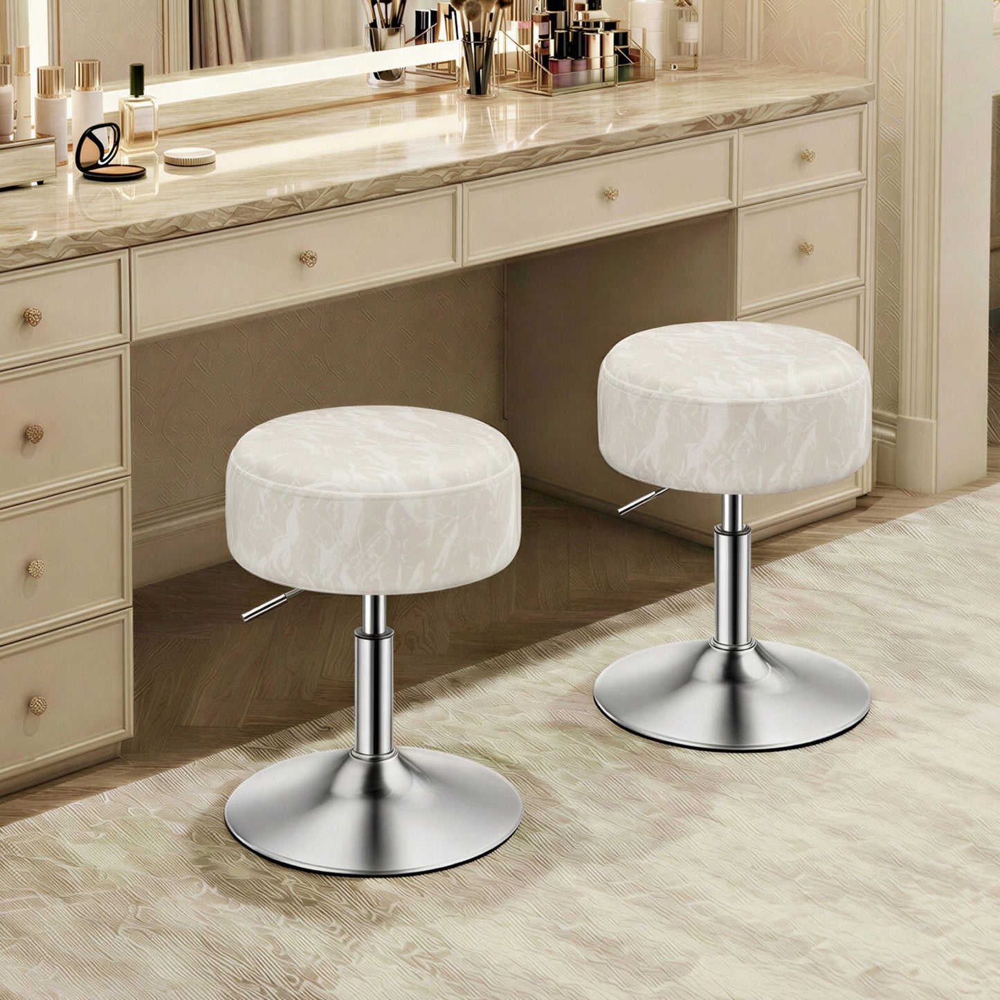 VASAGLE Vanity Stools Set of 2, Makeup Vanity Chairs, Modern, Cream White