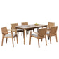 7-Piece Acacia Wood Outdoor Dining Set - 70.75' Table & 6 Chairs with Removable Cushions for Patio Garden FredCo