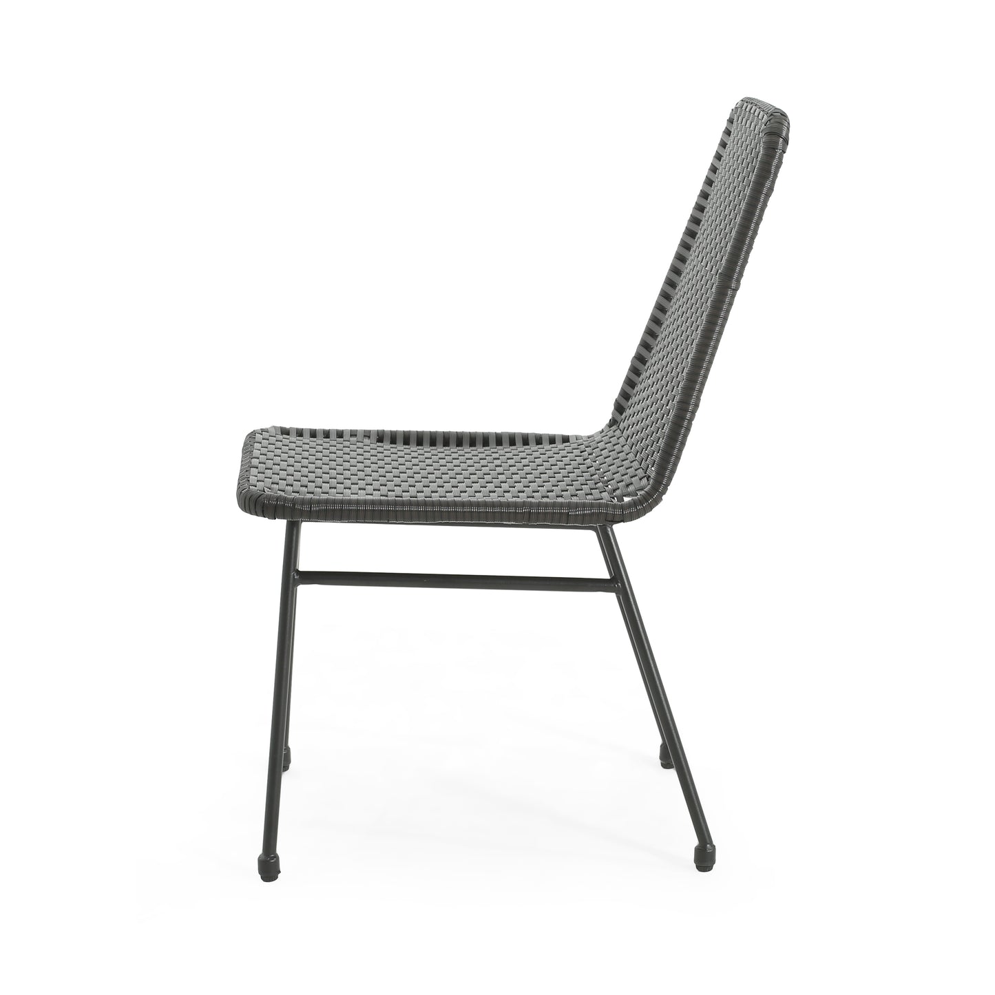 Aluminum and Rattan Chat Set, Outdoor Patio Set Includes Rattan Dining Chair Set of 2 and C-Shaped Side Table FredCo