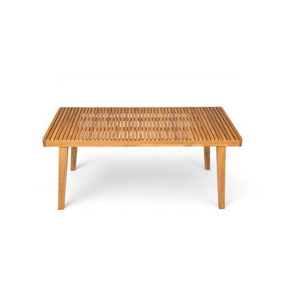 69' Acacia Wood Outdoor Dining Table with Slatted Top, 300 lbs Weight Capacity, Ideal for Patio & Garden Gatherings, Natural Color FredCo