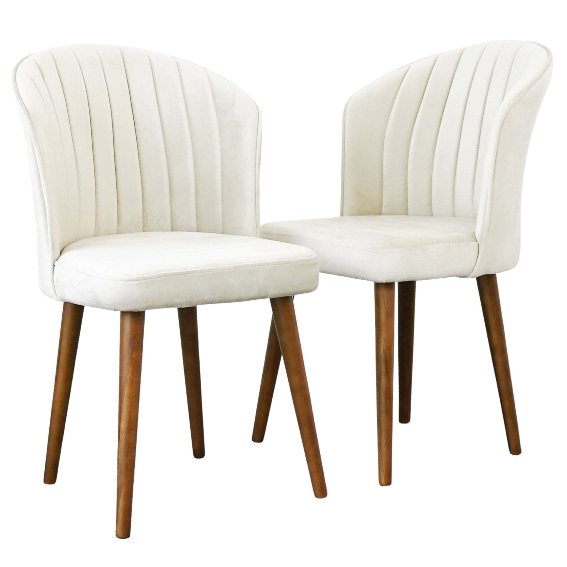 Parsons Dining Chair Set of 2 - Stylish Beige Velvet with Solid Wood Frame FredCo