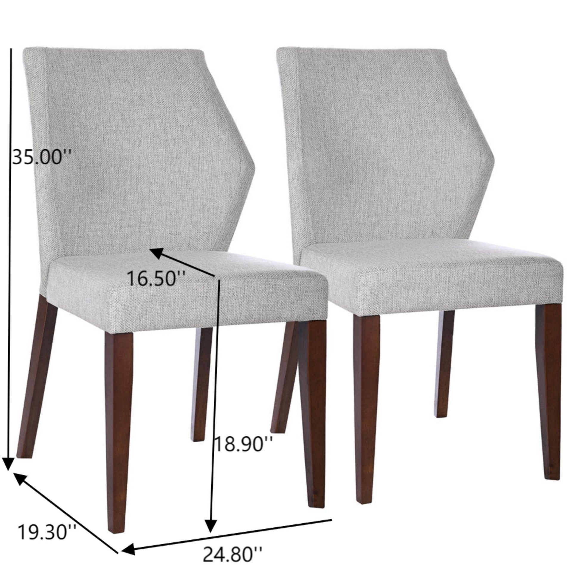 Luca Light Grey Fabric Dining Chair Set Of 2 - Comfortable Seating with Solid Wood Frame FredCo