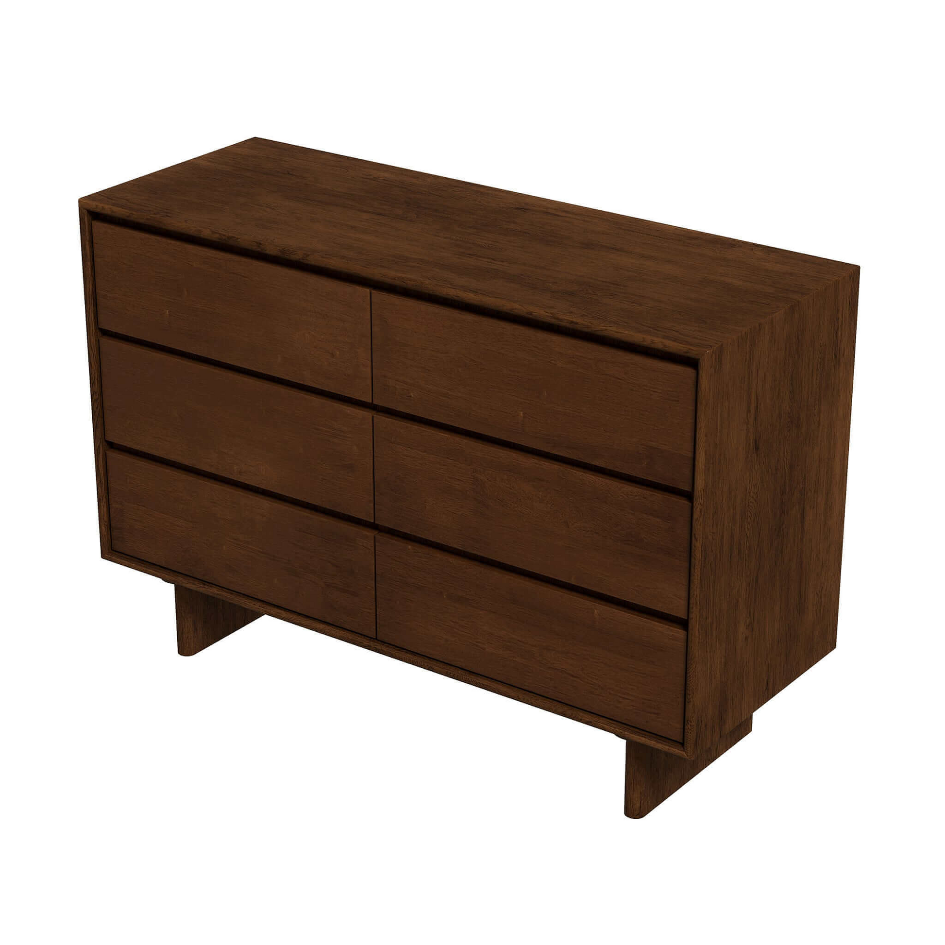 Modern dark wood six-drawer dresser for bedroom, FredCo International furniture