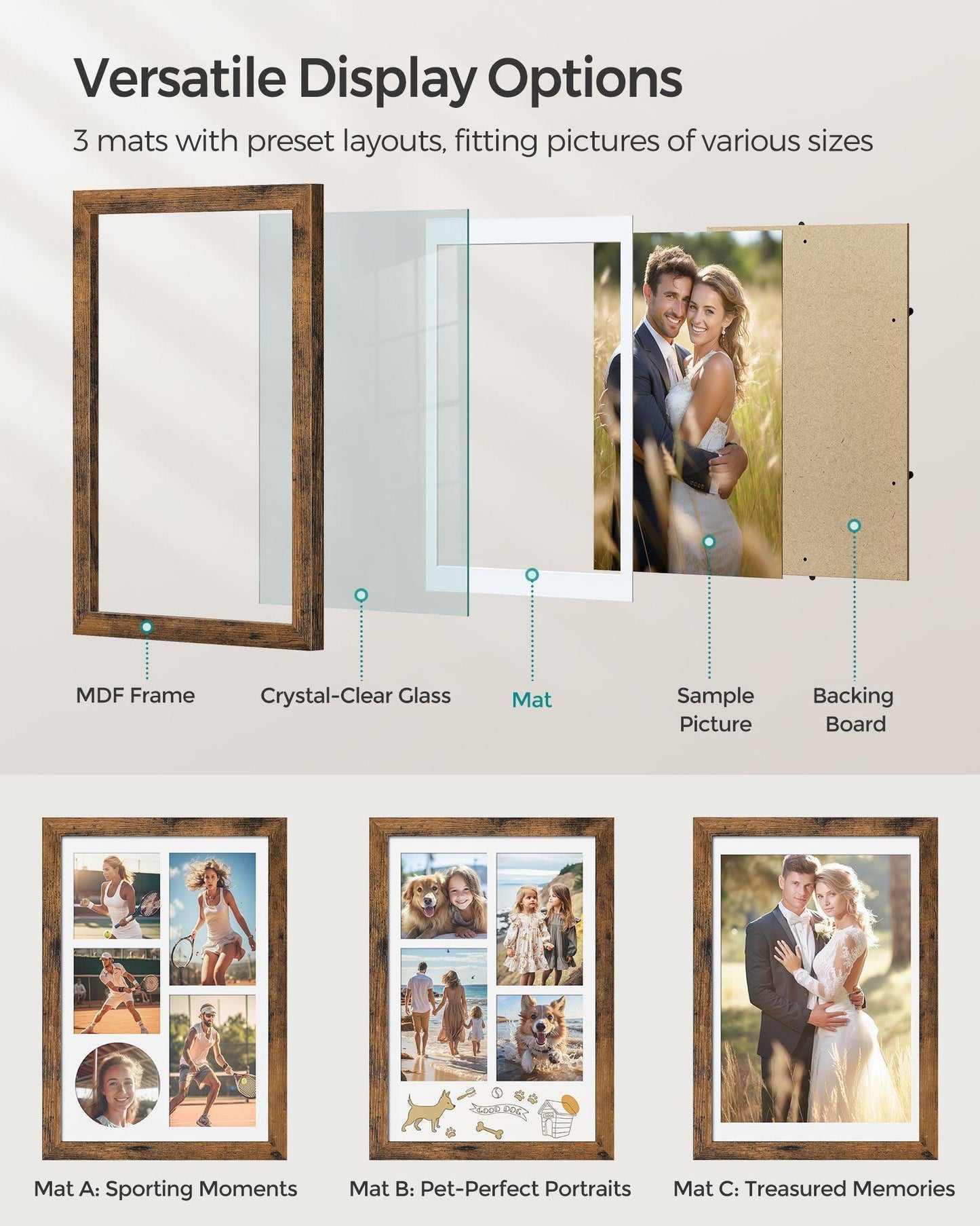 A4 Picture Frame Collage Brown FredCo
