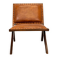 Modern brown leather accent chair with wooden frame and nailhead trim from FredCo International