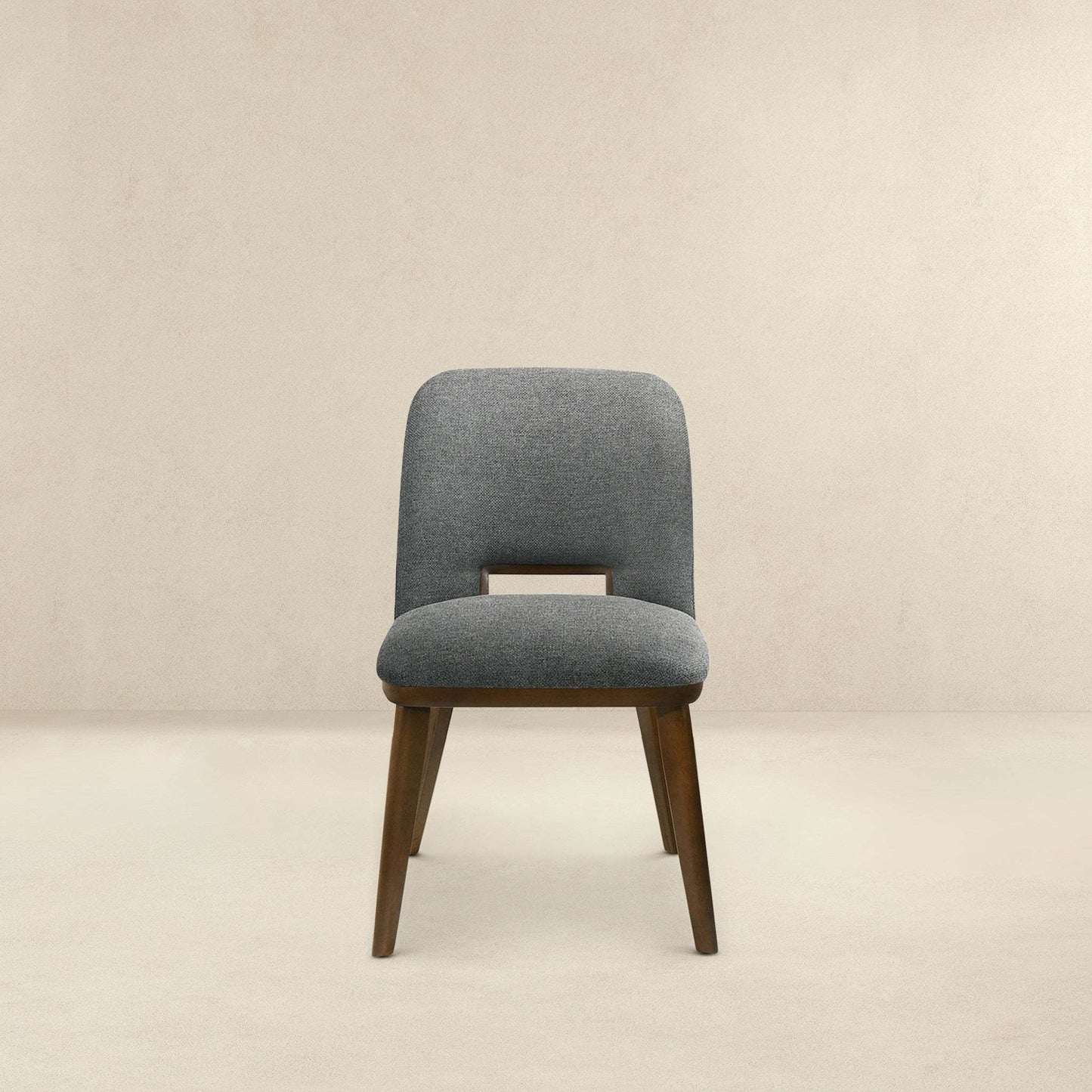 Modern Blake Dark Grey Fabric Dining Chair (Set of 2) with Walnut Wood Base 33.7'H x 19.3'W x 24.8'D FredCo