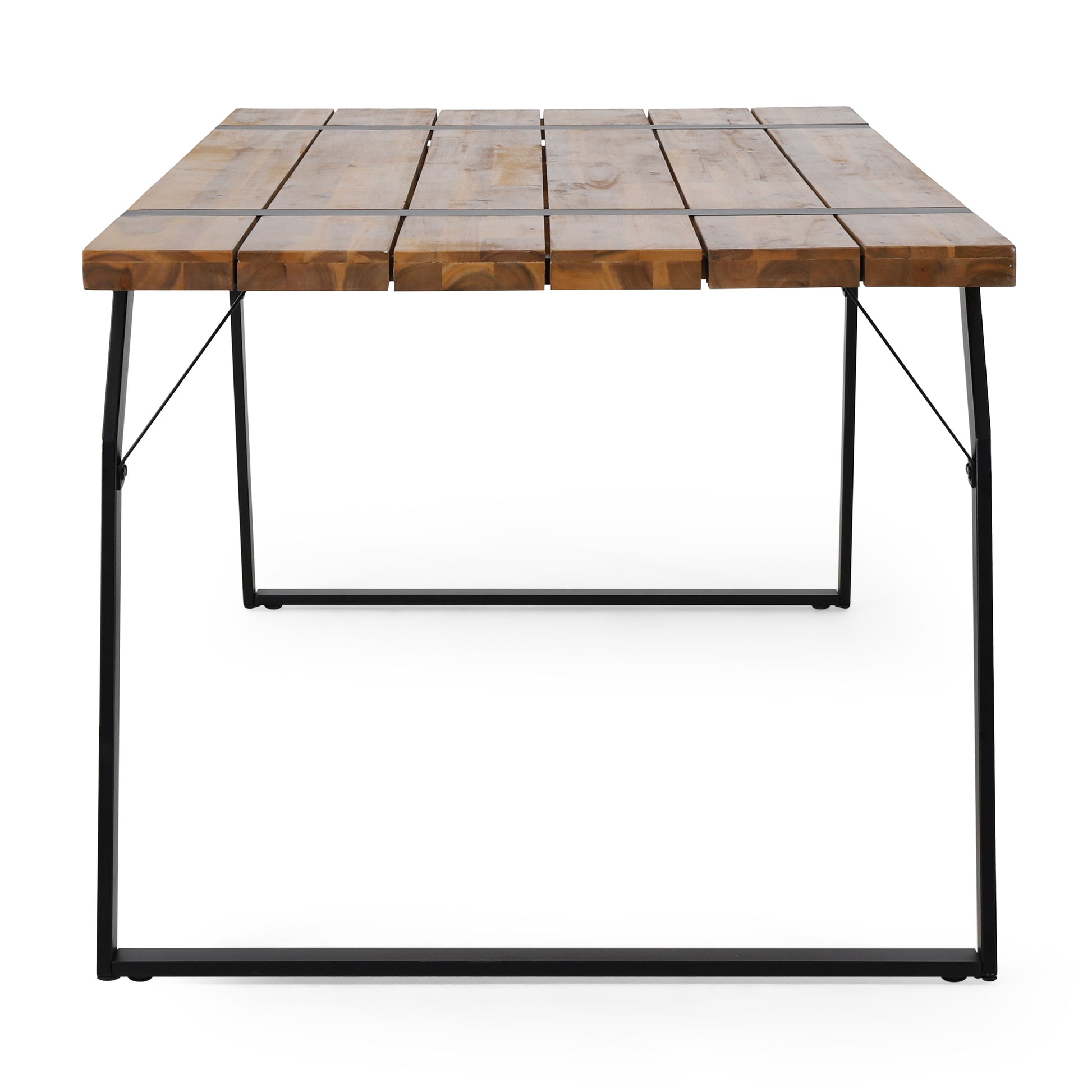 Modern rectangular wood and metal dining table, FredCo International furniture