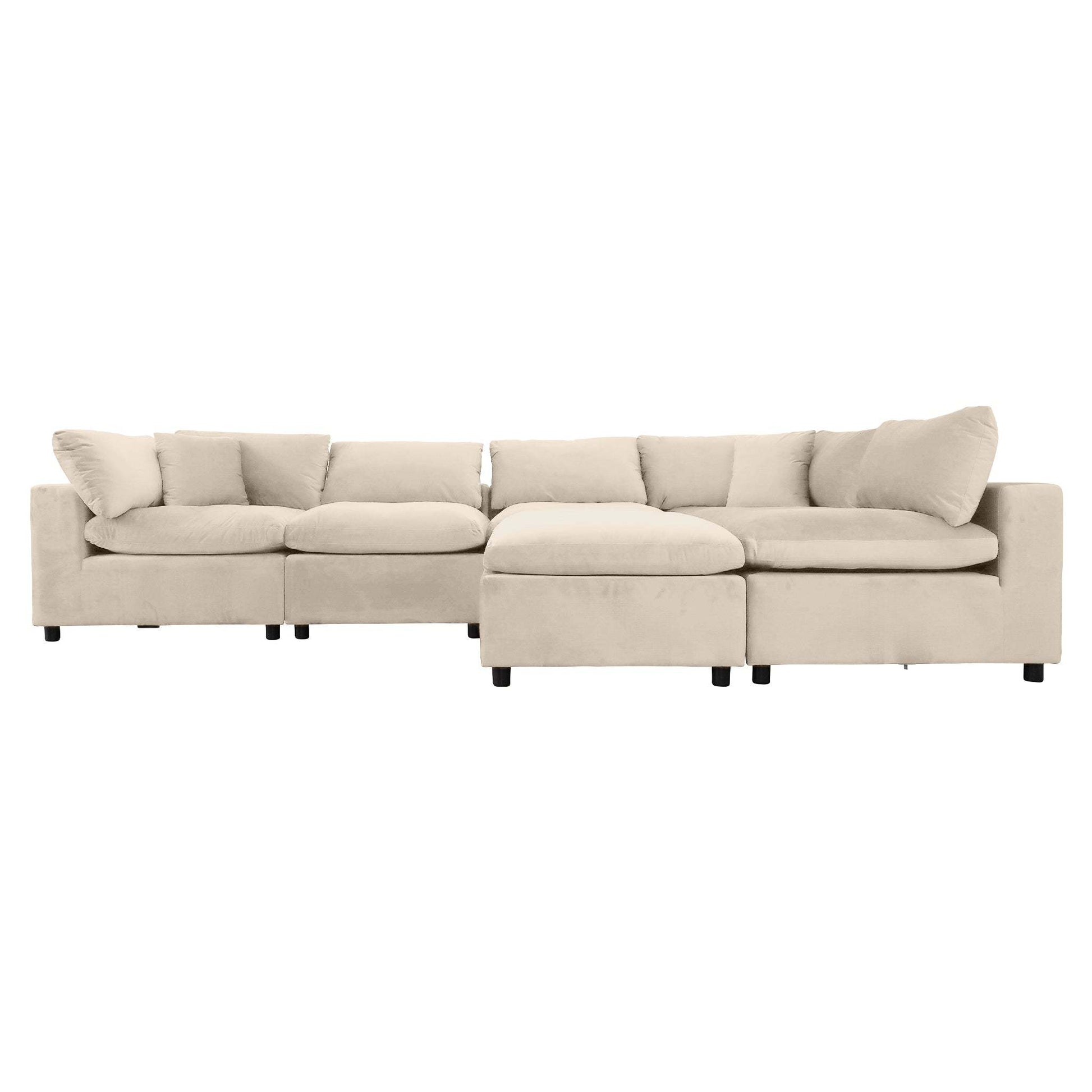 Modern beige sectional sofa with plush cushions, FredCo International furniture