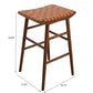 Mid-century modern wooden bar stool with woven leather seat, 30-inch height, FredCo International furniture