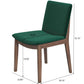 Laura Mid-Century Modern Solid Wood Dining Chair Set of 2 Green Velvet 20 x 20 x 32 inches FredCo