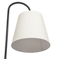 Modern floor lamp with white fabric shade and black curved stand, FredCo International furniture