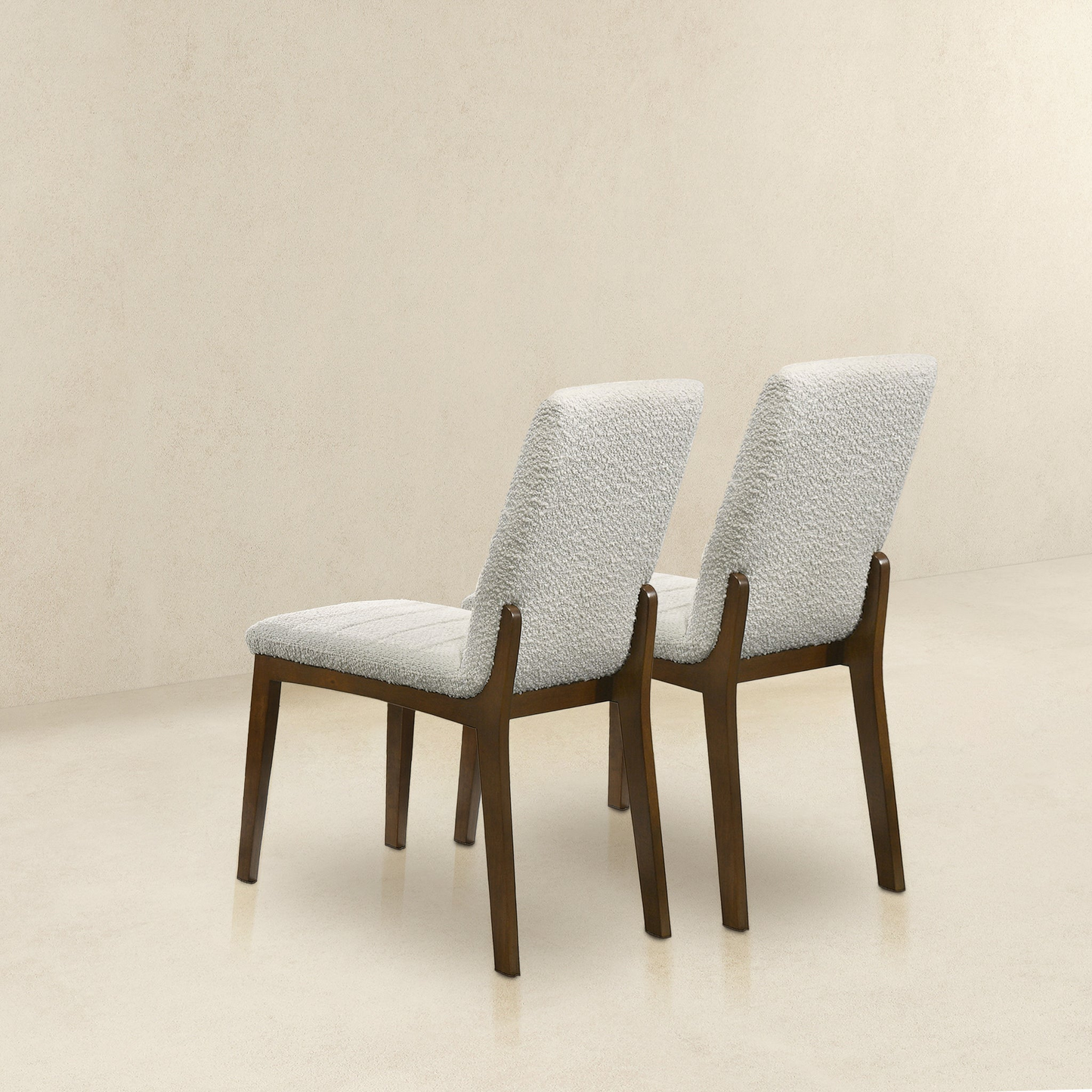 Ines Modern White Boucle Dining Chair (Set of 2) with Solid Wood Base and Foam Padding 35.8'H x 18.9'W x 24'D FredCo