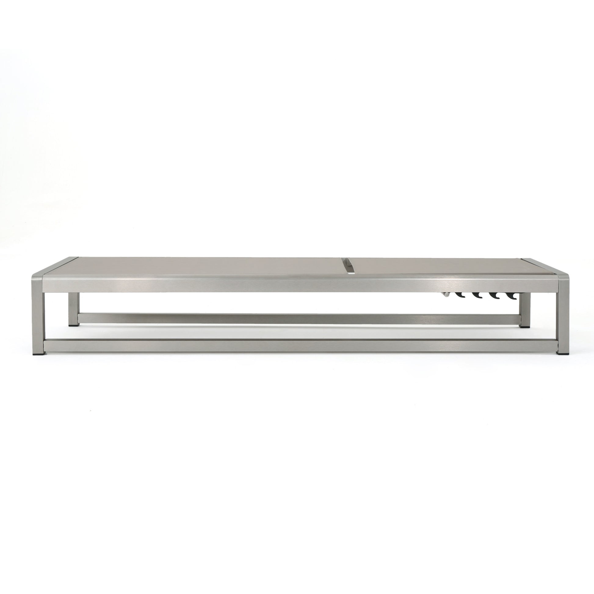 Outdoor Chaise Lounge Set of 2 with Adjustable Aluminum Frame and Textilene Mesh Seating in Grey FredCo