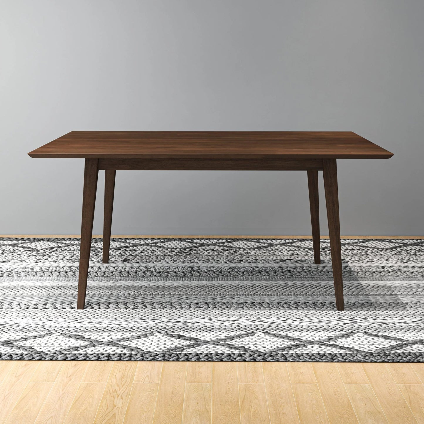 Levi Modern Style Solid Wood Rectangular Dining Kitchen Table Brown Finish FredCo