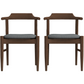 Pair of modern wooden dining chairs with dark grey cushions from FredCo International