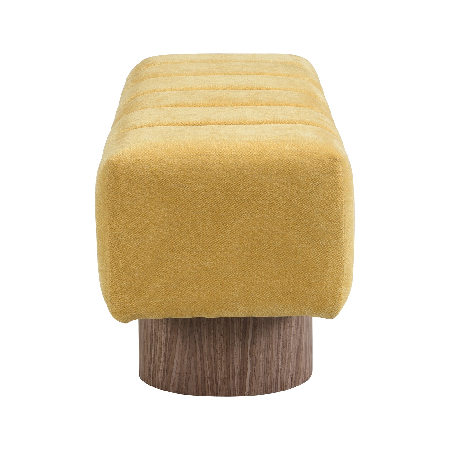 Upholstered Dining Bench, No-Assembly Entryway Bench Ottoman, Yellow Chenille Fabric, 50' Length FredCo