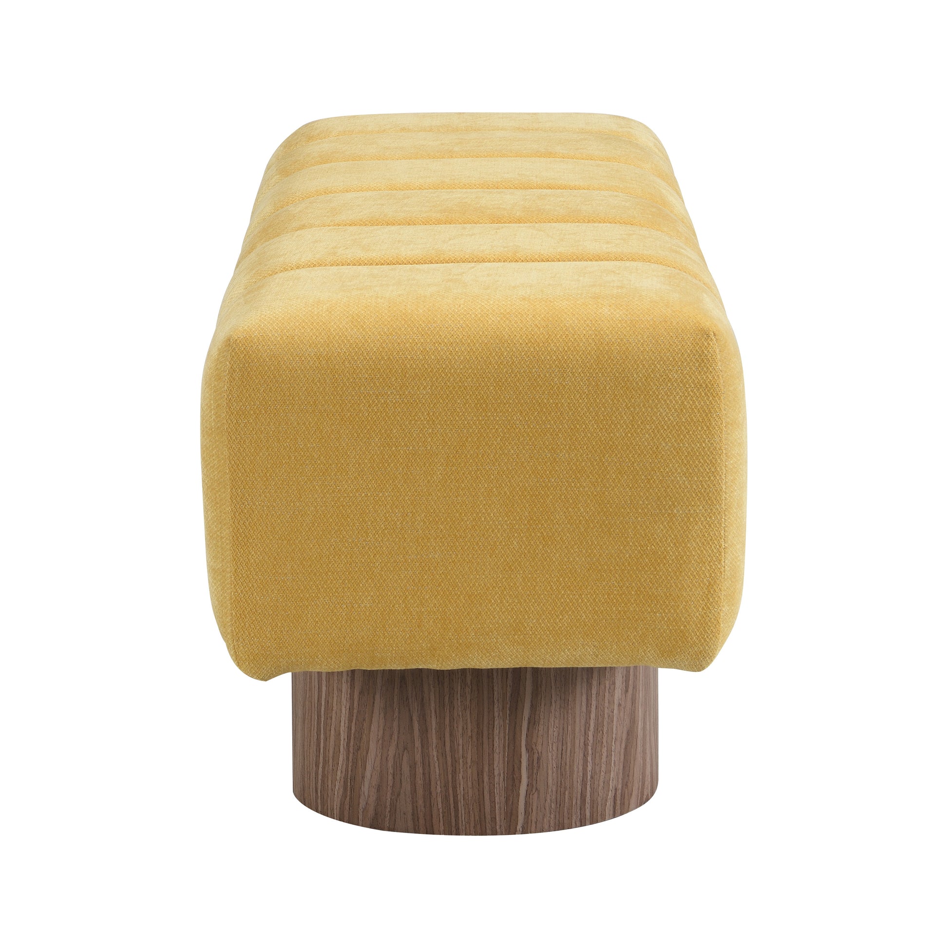 Upholstered Dining Bench, No-Assembly Entryway Bench Ottoman, Yellow Chenille Fabric, 50' Length FredCo