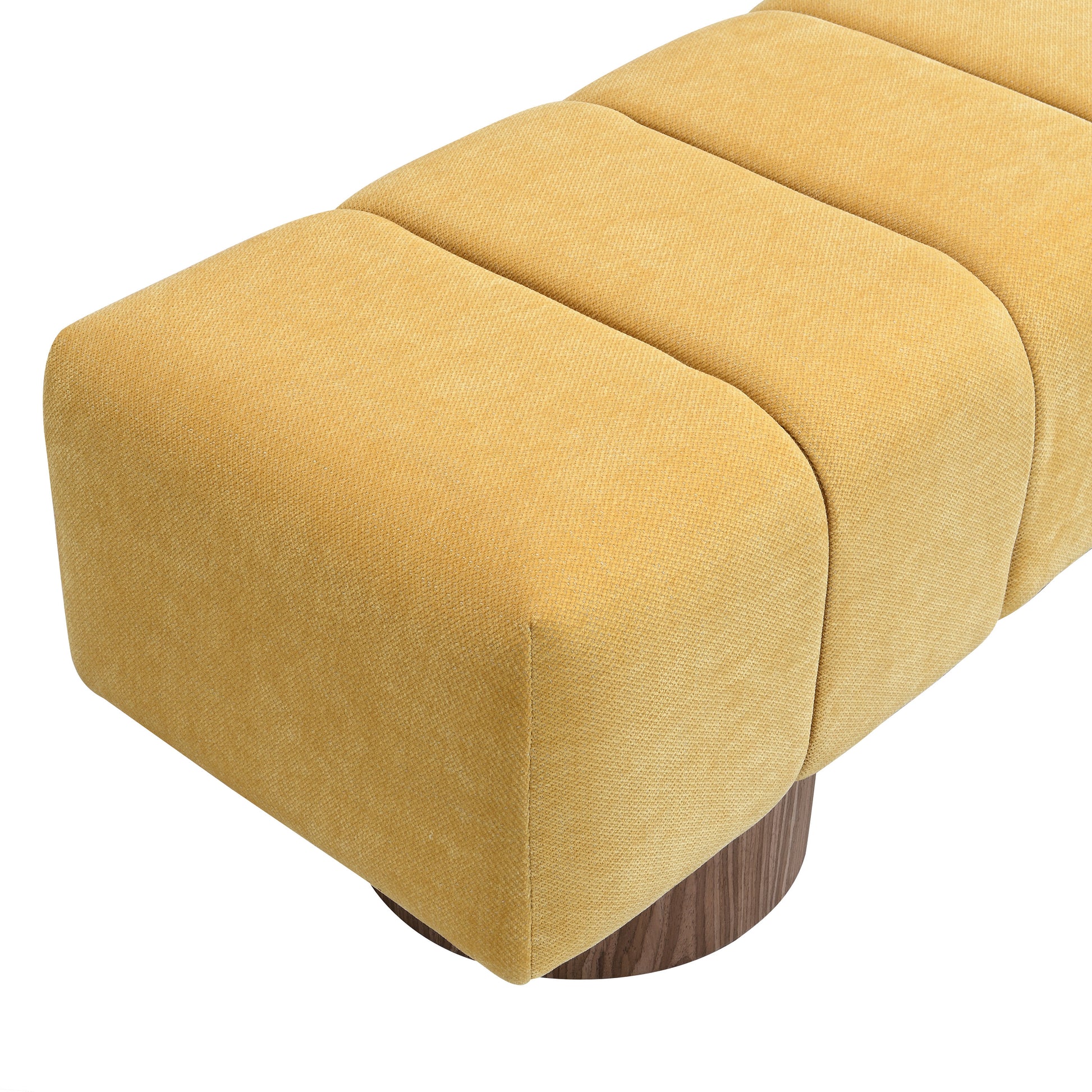 Upholstered Dining Bench, No-Assembly Entryway Bench Ottoman, Yellow Chenille Fabric, 50' Length FredCo