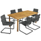 Abacus 7-Piece Rectangular Outdoor Patio Aluminum Dining Table Set with Rattan Armchairs by Modway FredCo