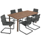 Abacus 7-Piece Rectangular Outdoor Patio Aluminum Dining Table Set with Rattan Armchairs by Modway FredCo