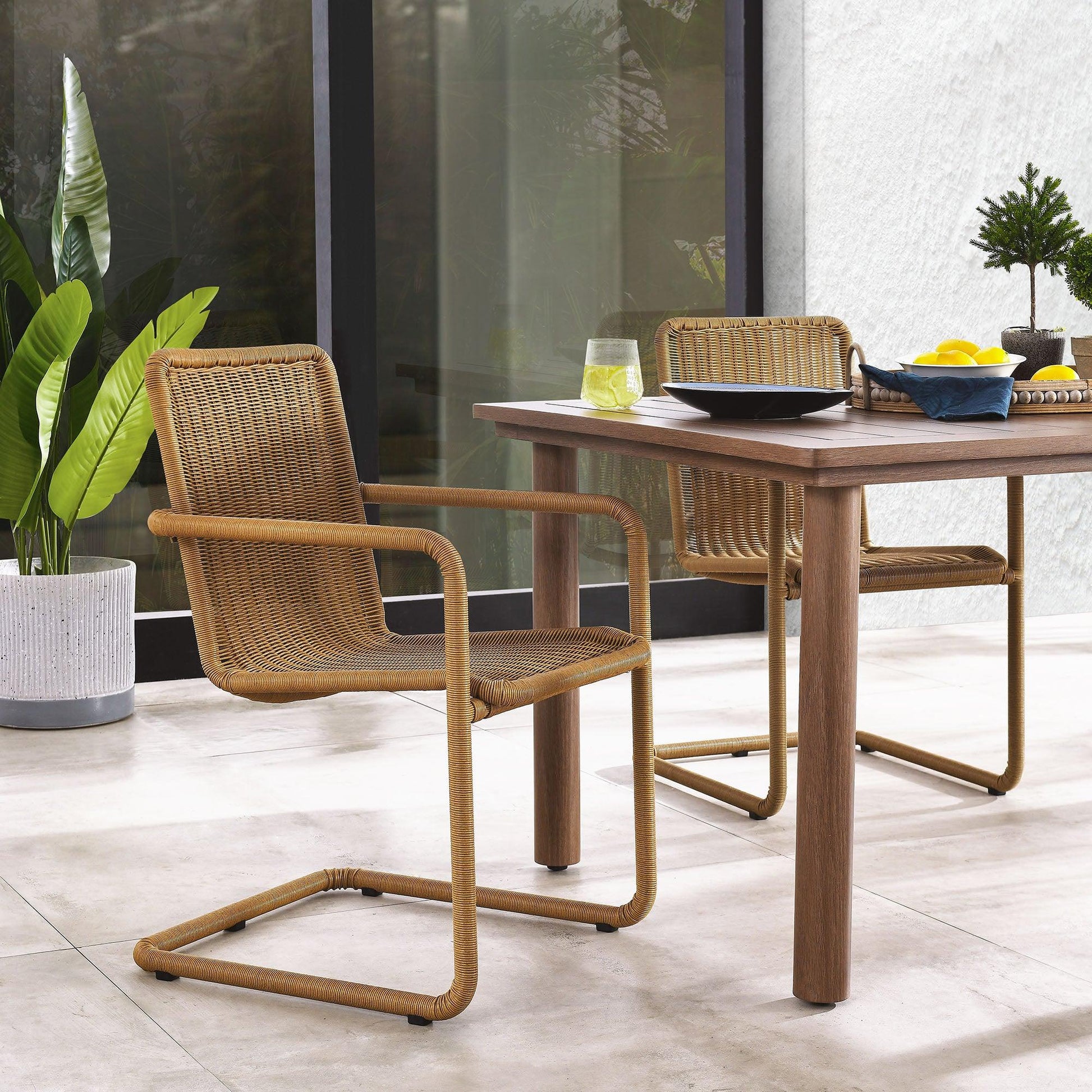Abacus Outdoor Patio Wicker Dining Chairs Set of 2 by Modway FredCo