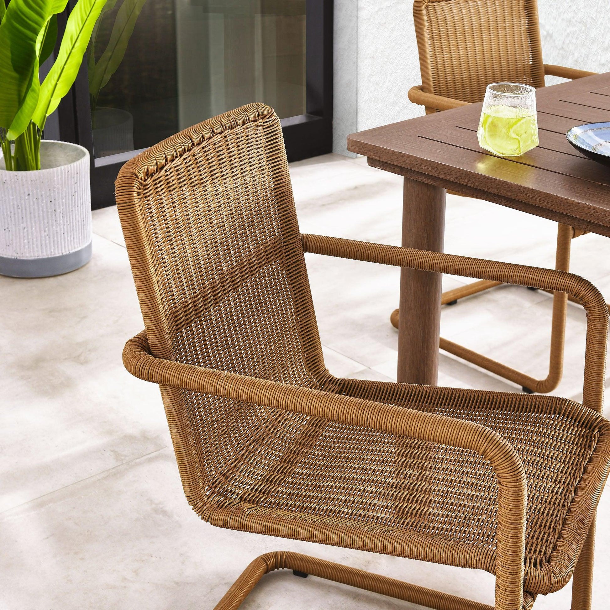 Abacus Outdoor Patio Wicker Dining Chairs Set of 2 by Modway FredCo