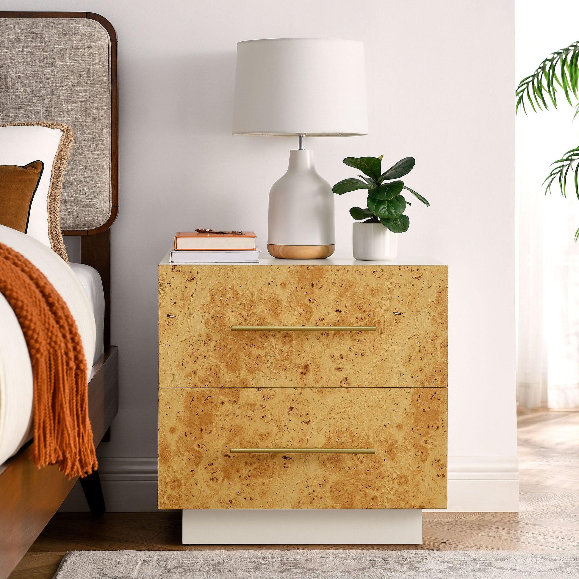 Abel 2-Drawer Burl Wood Nightstand by Modway FredCo