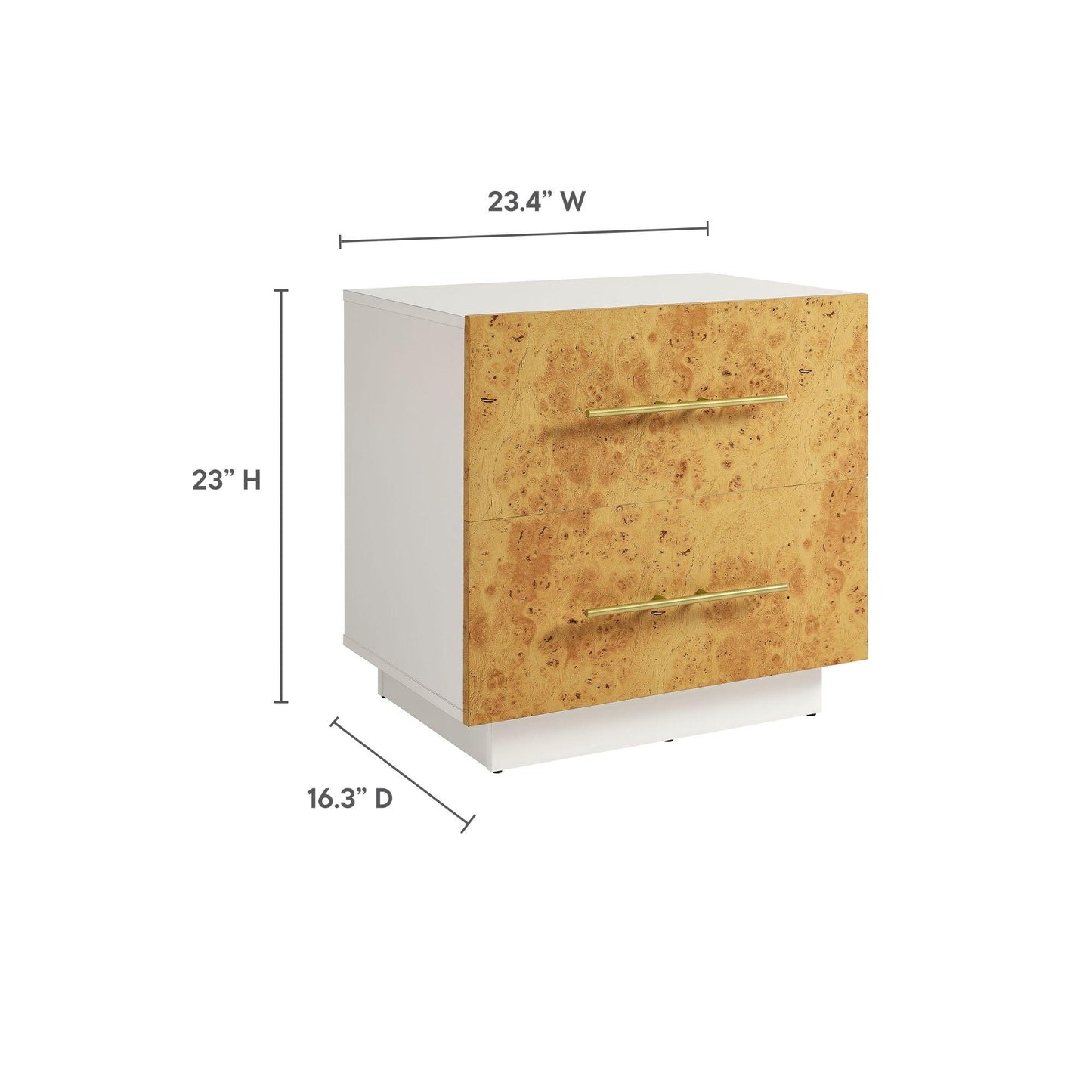 Abel 2-Drawer Burl Wood Nightstand by Modway FredCo