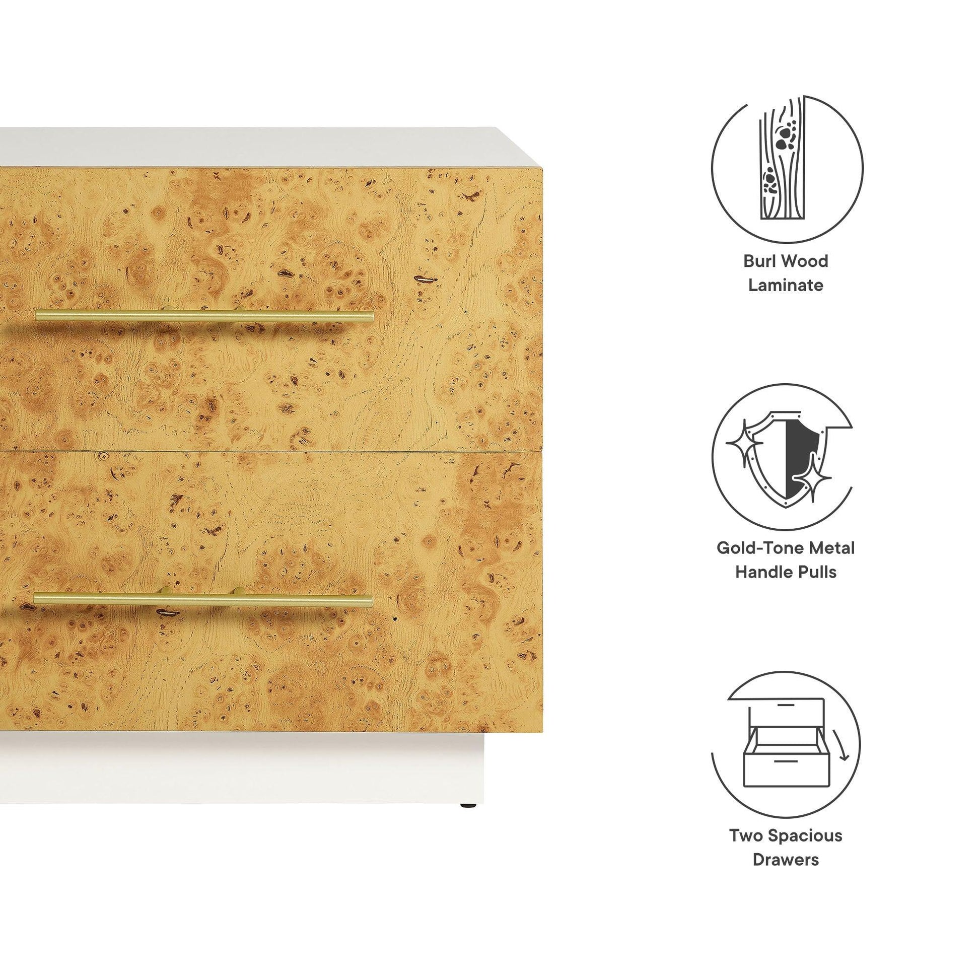 Abel 2-Drawer Burl Wood Nightstand by Modway FredCo