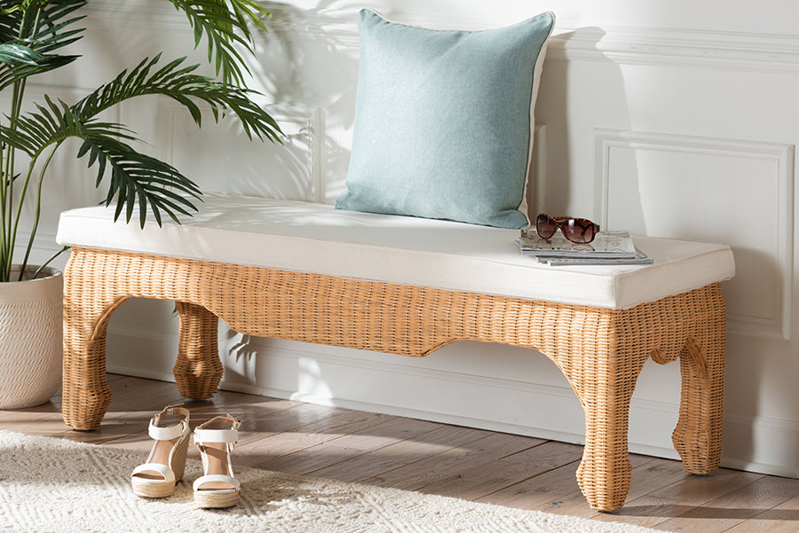 Abena Ming Style Natural Rattan Bench FredCo