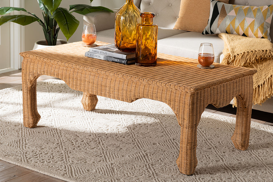 Abena Ming Style Natural Rattan Coffee Table FredCo