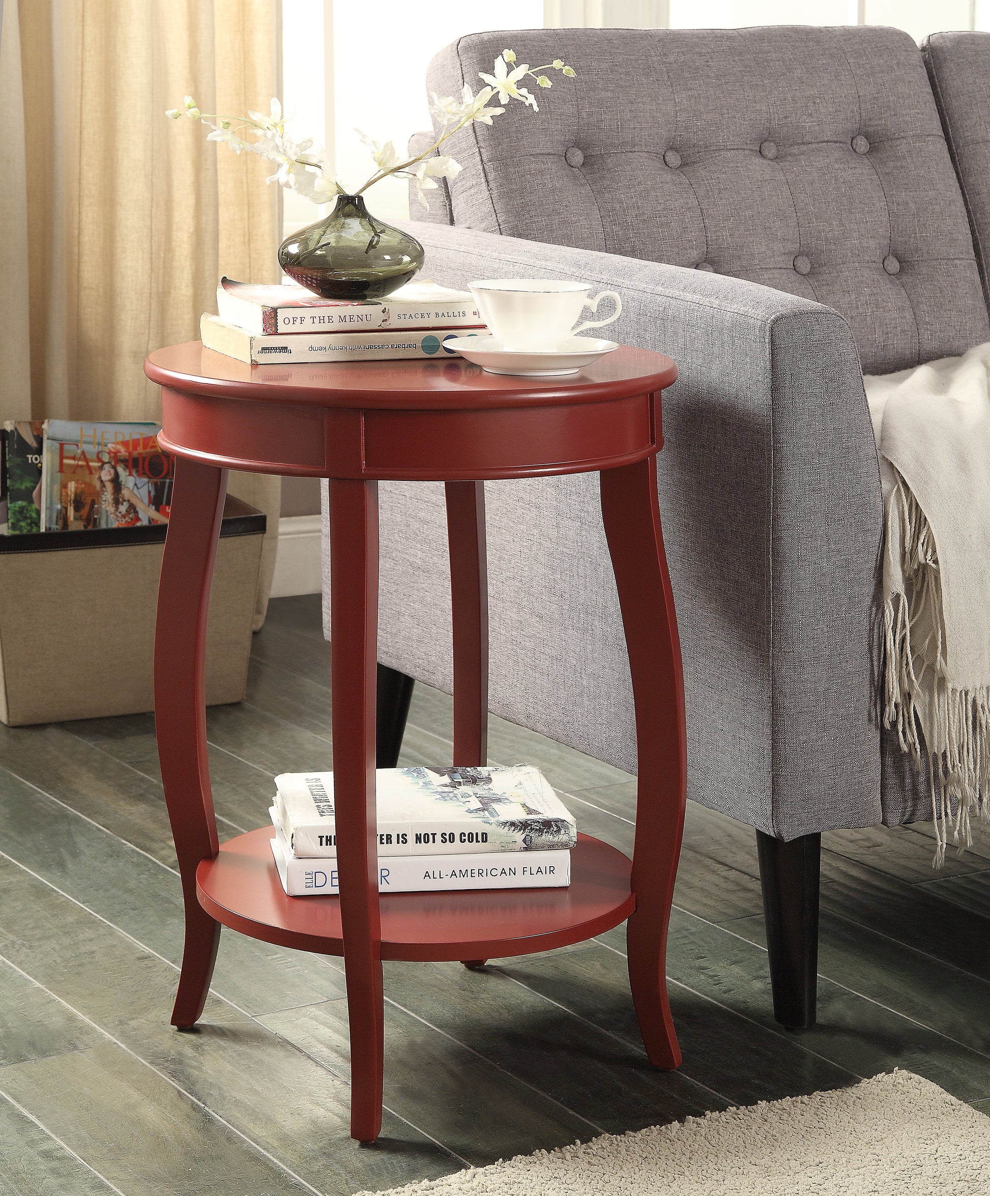 Aberta Red Finish Accent Table FredCo