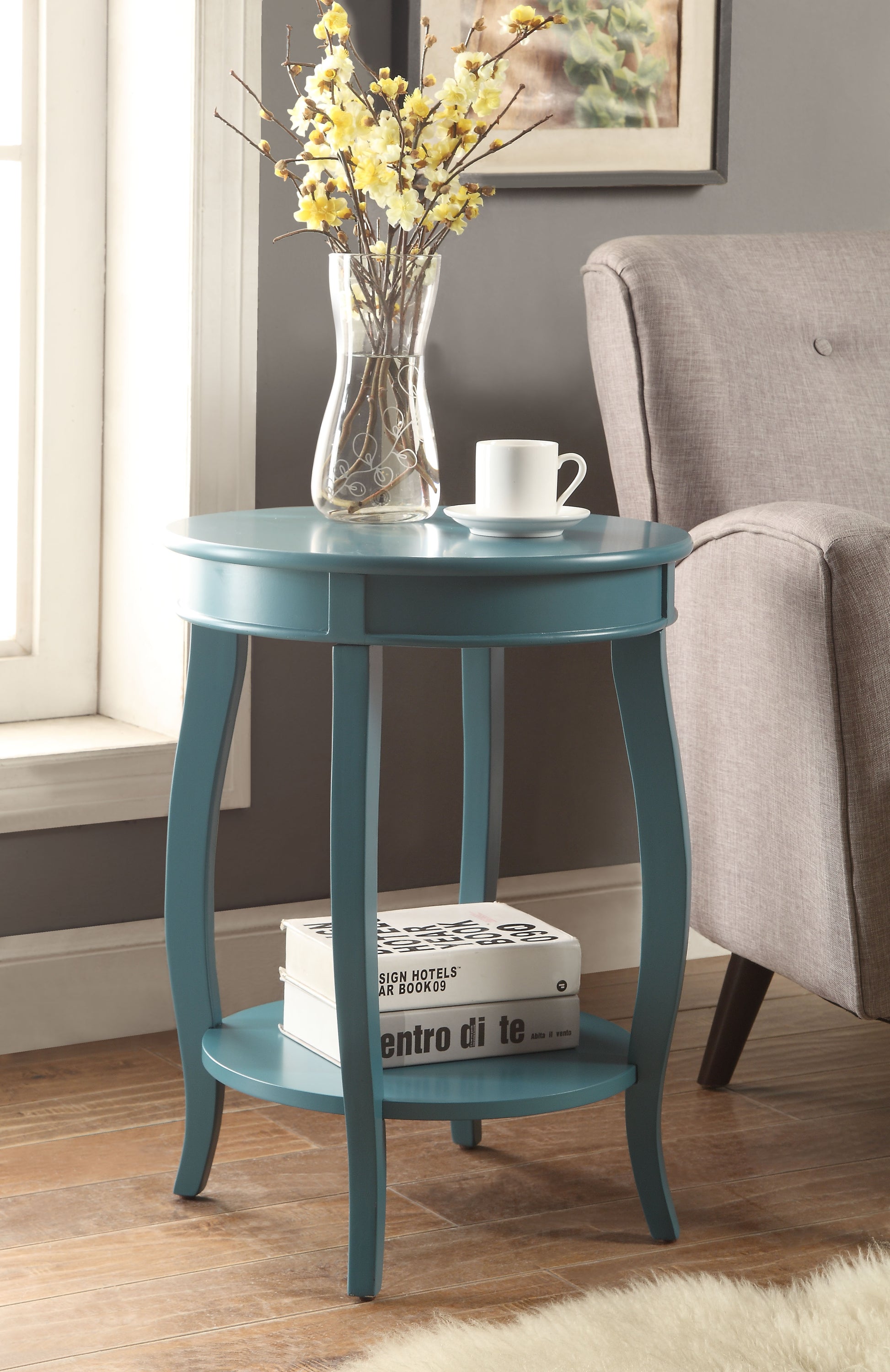 Aberta Teal Finish Accent Table FredCo