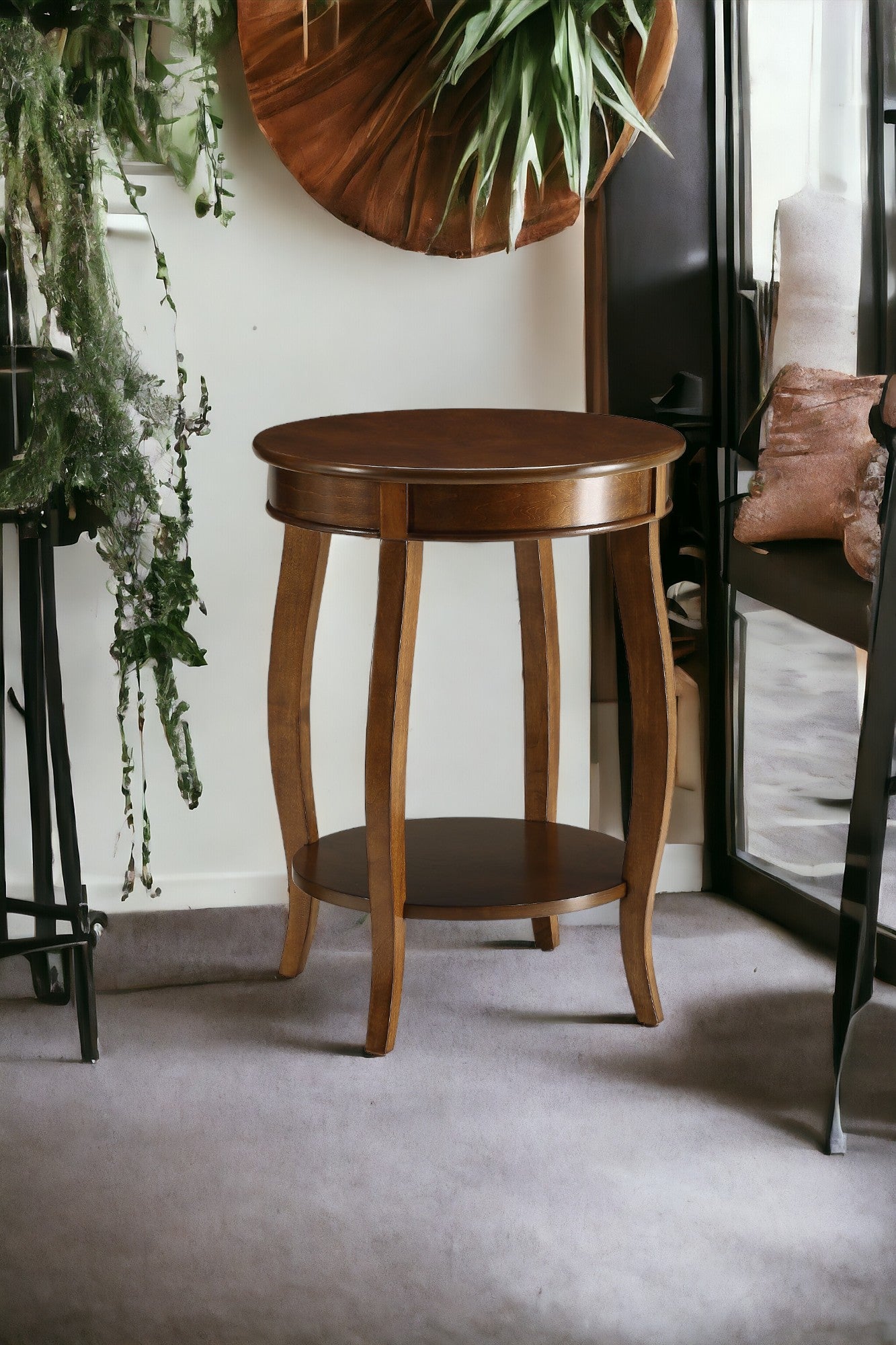 Aberta Walnut Finish Accent Table FredCo