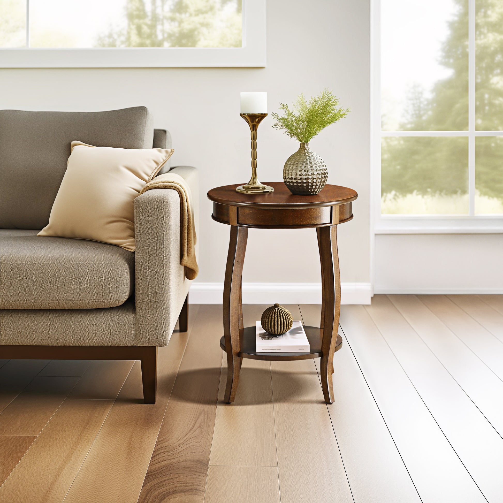 Aberta Walnut Finish Accent Table FredCo